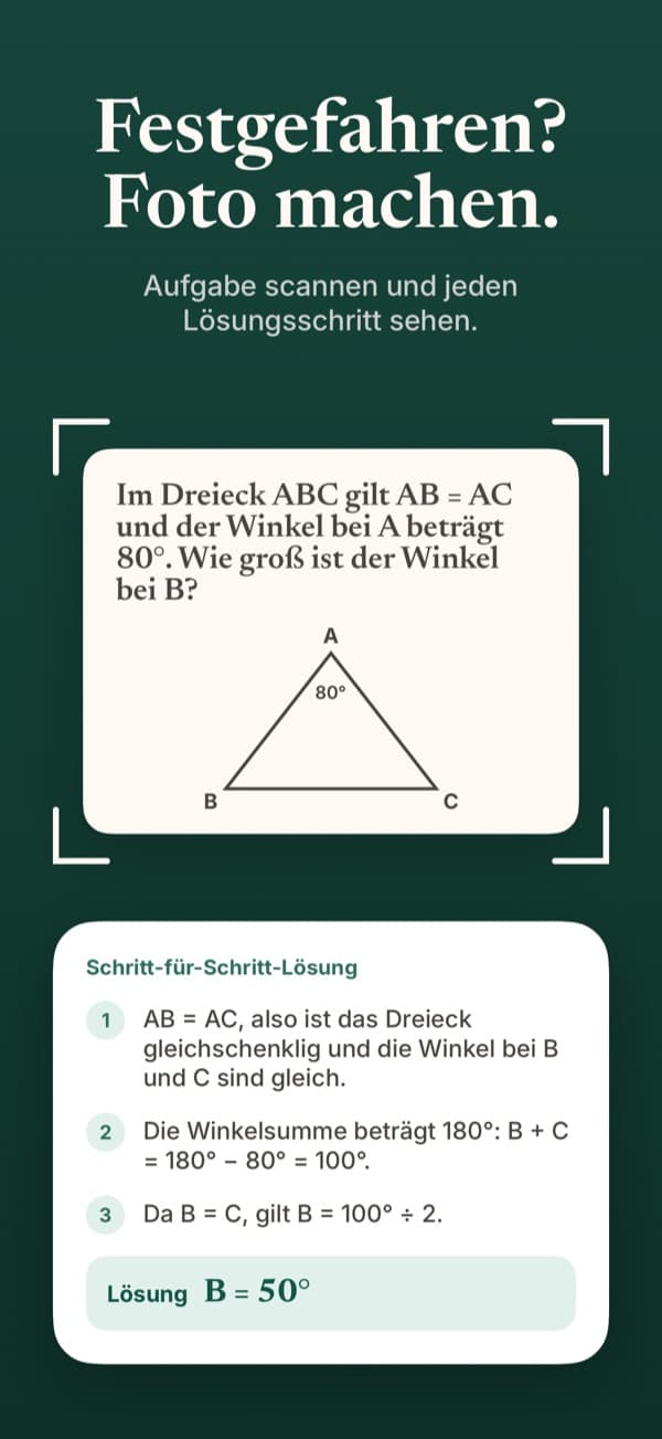 Eine fotografierte Aufgabe mit Lösung Schritt für Schritt