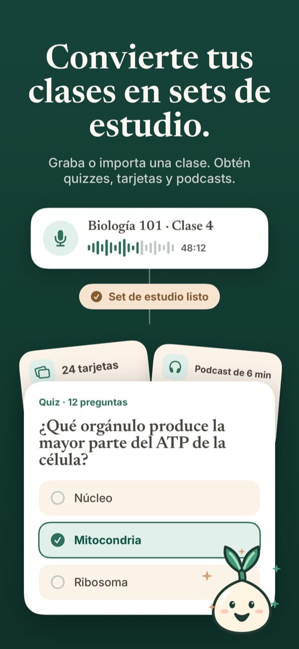 Una grabación de clase convertida en test, flashcards y un pódcast