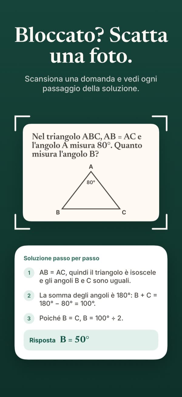 Una domanda fotografata con la soluzione passo dopo passo