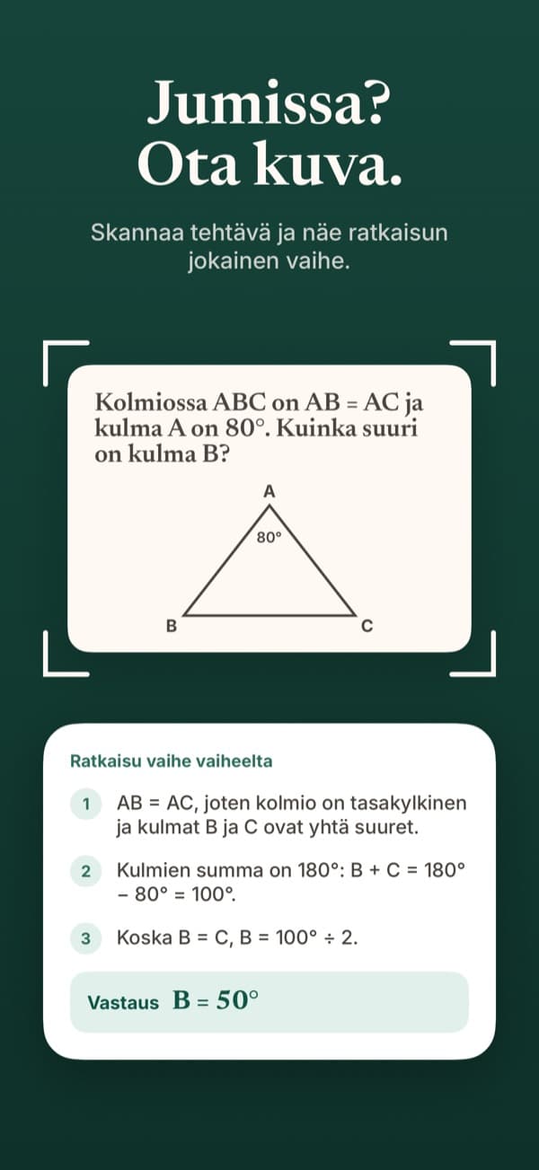 Kuvattu tehtävä ja ratkaisu vaihe vaiheelta