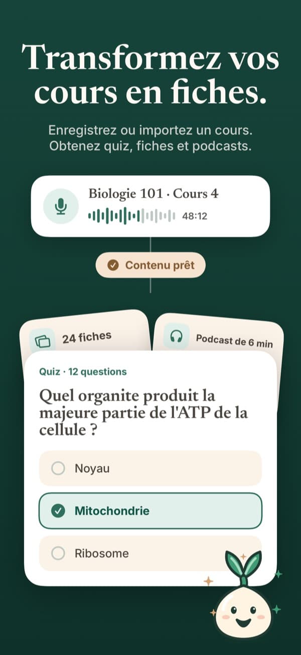 Un enregistrement de cours transformé en quiz, fiches et podcast