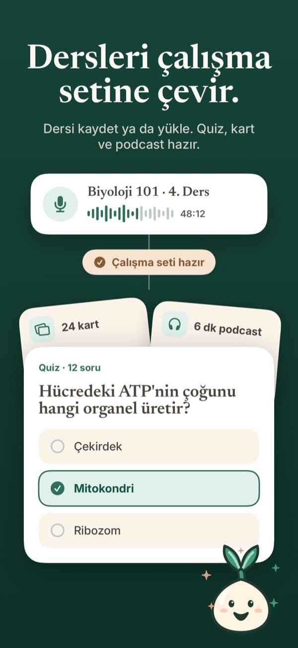 Quiz, flashcard ve podcast’e dönüşen bir ders kaydı